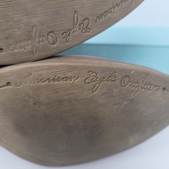 American Eagle Outfitters Booties Womens sz 7 Tan Chocolate Mocha Chunky Heels - Picture 5 of 9